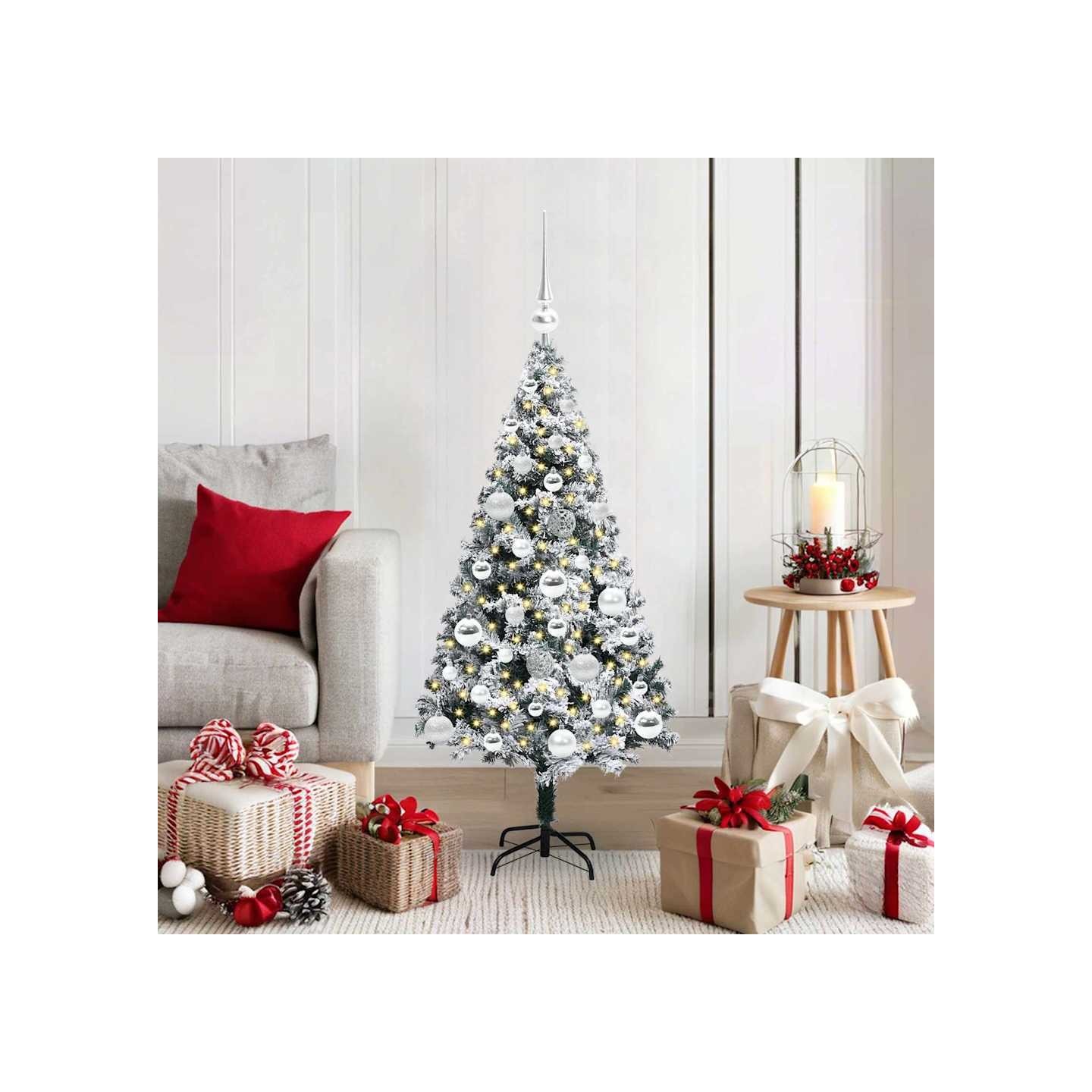 Sapin de Noël artificiel Blanc 120 cm PVC, Acier et Plastique