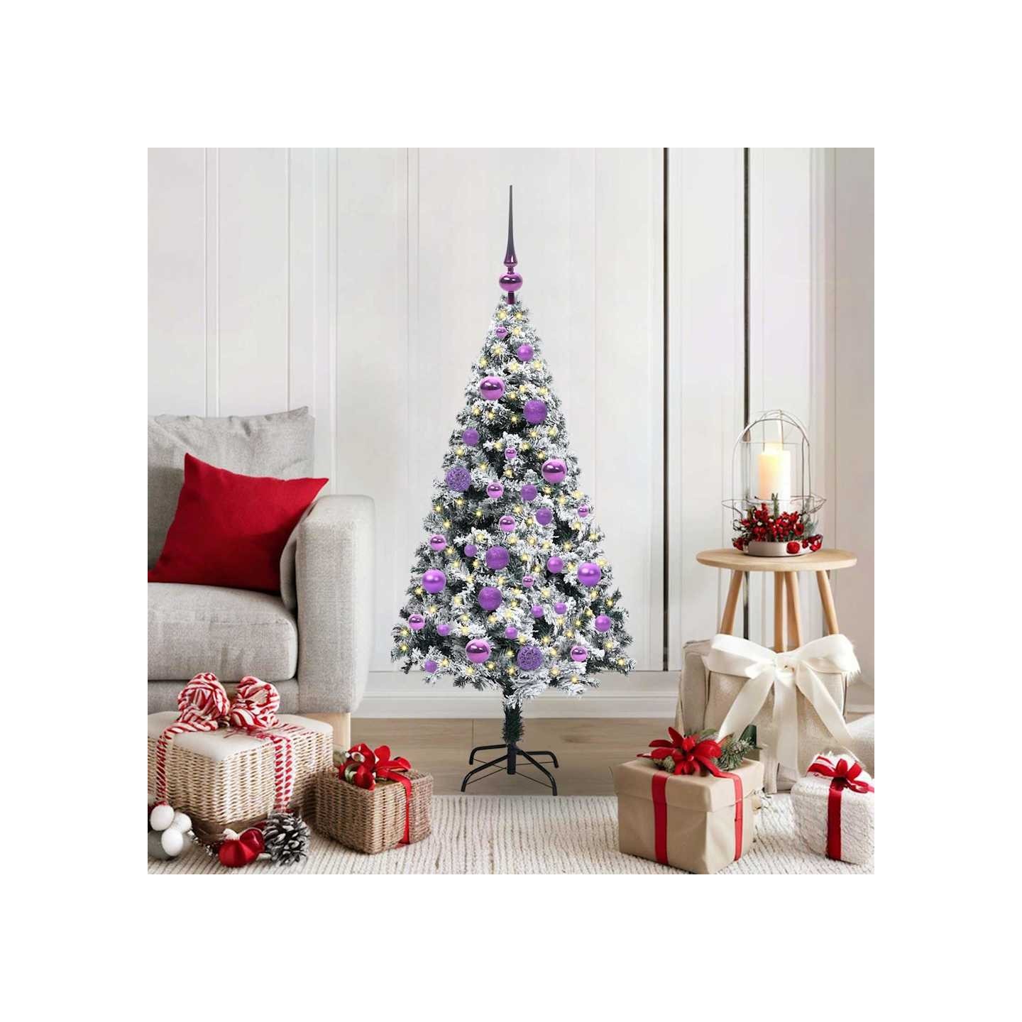 Sapin de Noël artificiel Blanc 120 cm PVC, Acier et Plastique