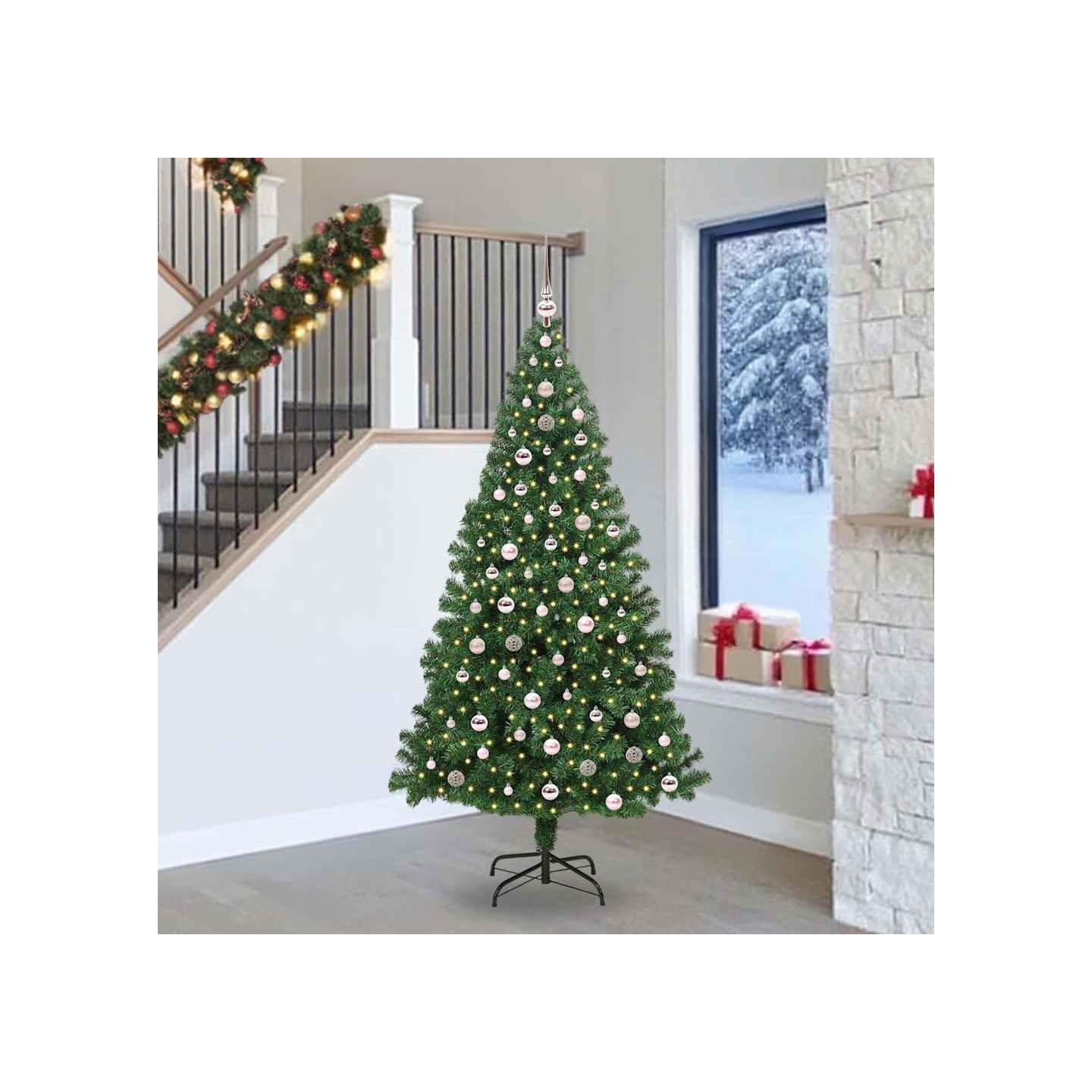 Sapin de Noël artificiel Vert 240 cm PVC, Acier et Plastique