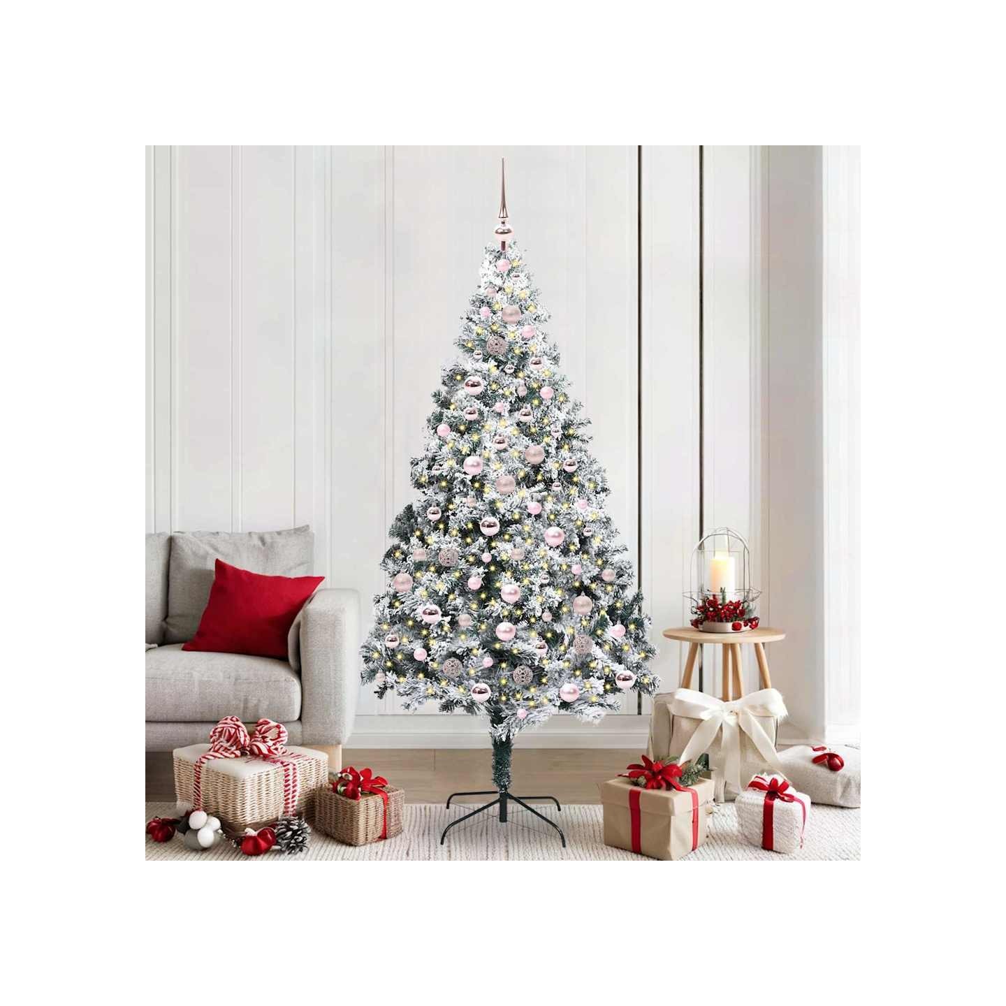 Sapin de Noël artificiel Blanc 210 cm PVC, Acier et Plastique