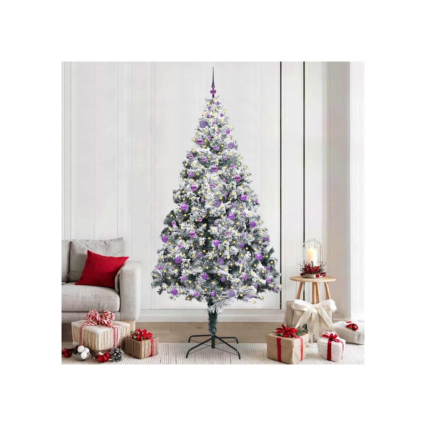 Sapin de Noël artificiel Blanc 240 cm PVC, Acier et Plastique