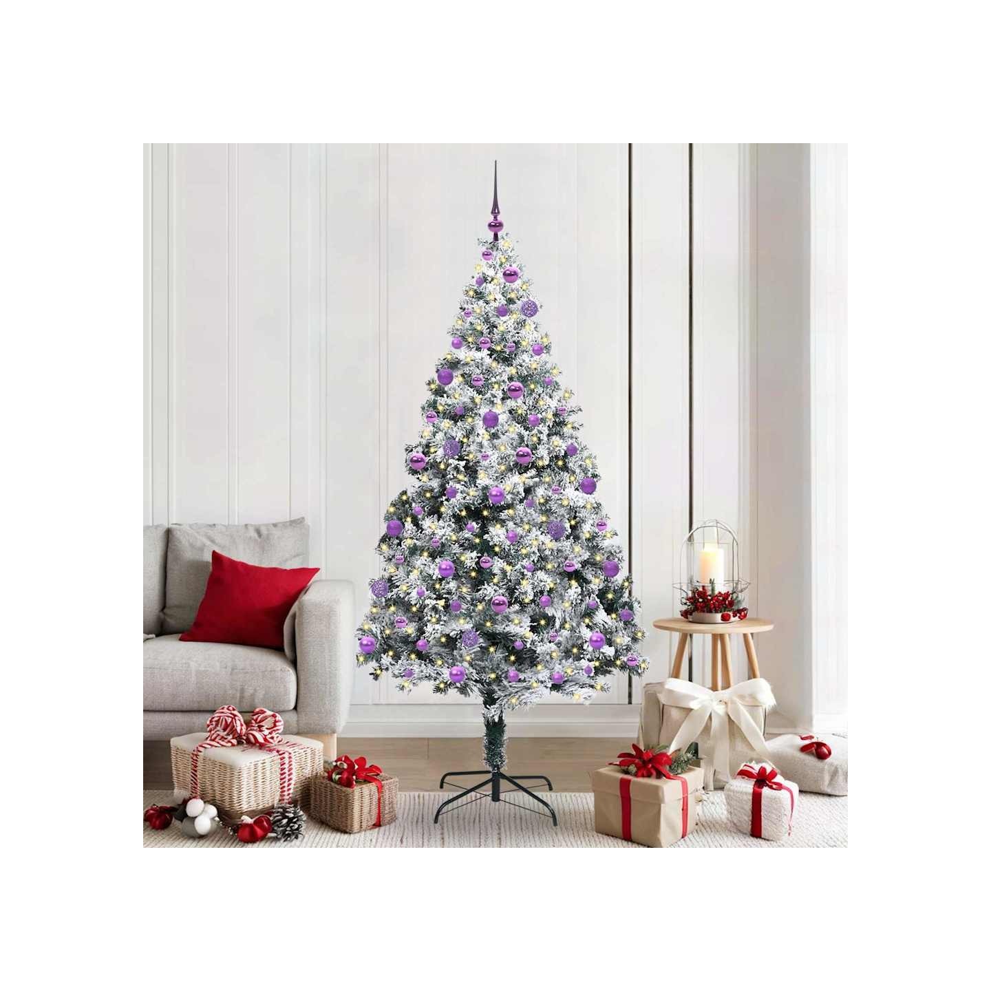 Sapin de Noël artificiel Blanc 210 cm PVC, Acier et Plastique