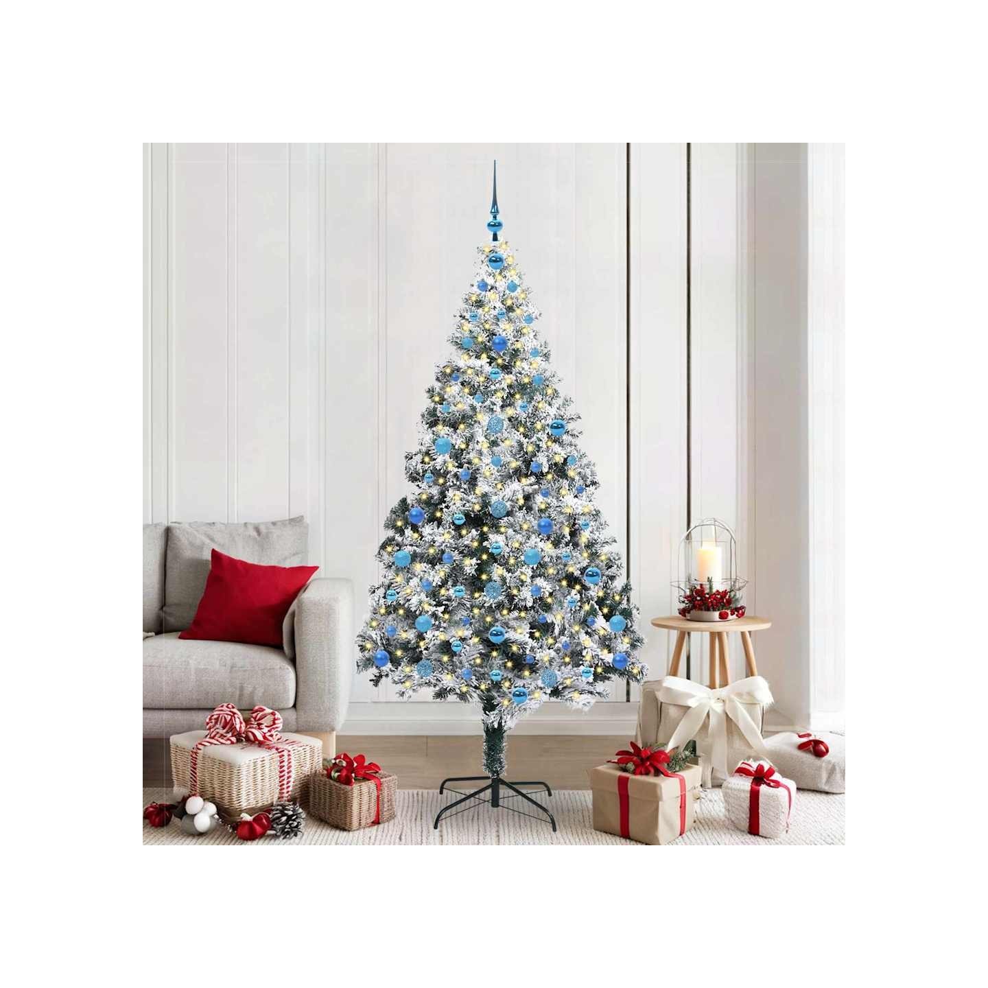 Sapin de Noël artificiel Blanc 210 cm PVC, Acier et Plastique