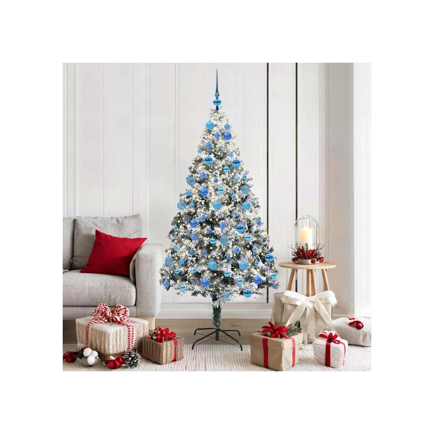 Sapin de Noël artificiel Blanc 180 cm PVC, Acier et Plastique