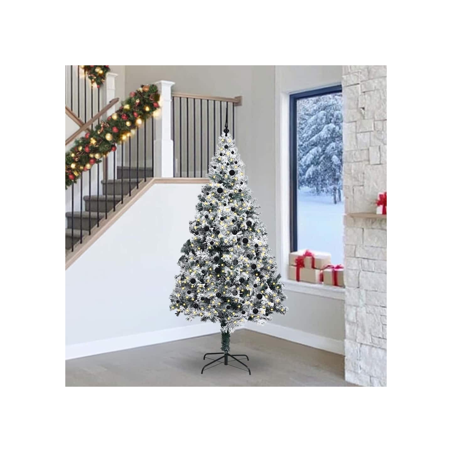Sapin de Noël artificiel Blanc 240 cm PVC, Acier et Plastique
