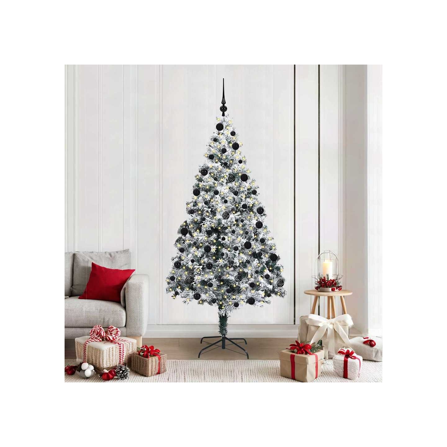 Sapin de Noël artificiel Blanc 210 cm PVC, Acier et Plastique