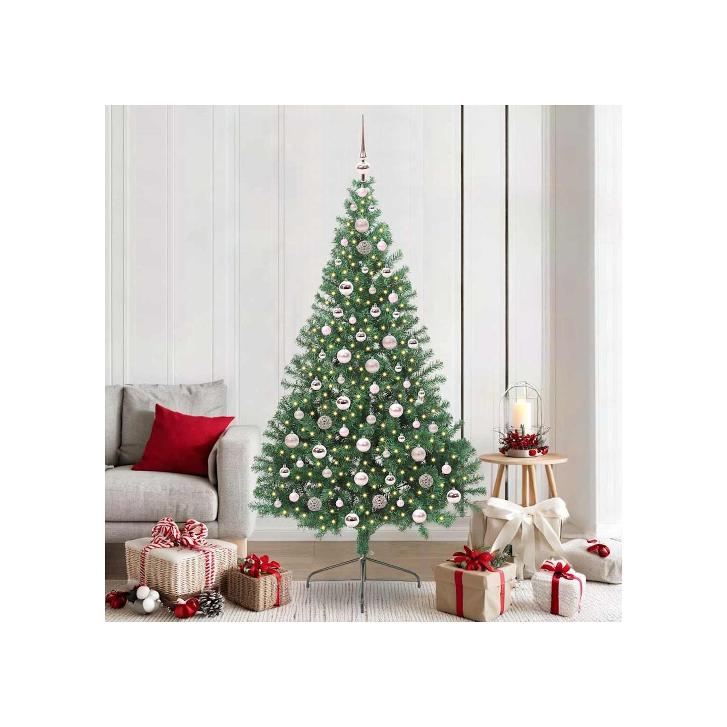 Sapin de Noël artificiel pré-éclairé Vert 210 cm PVC