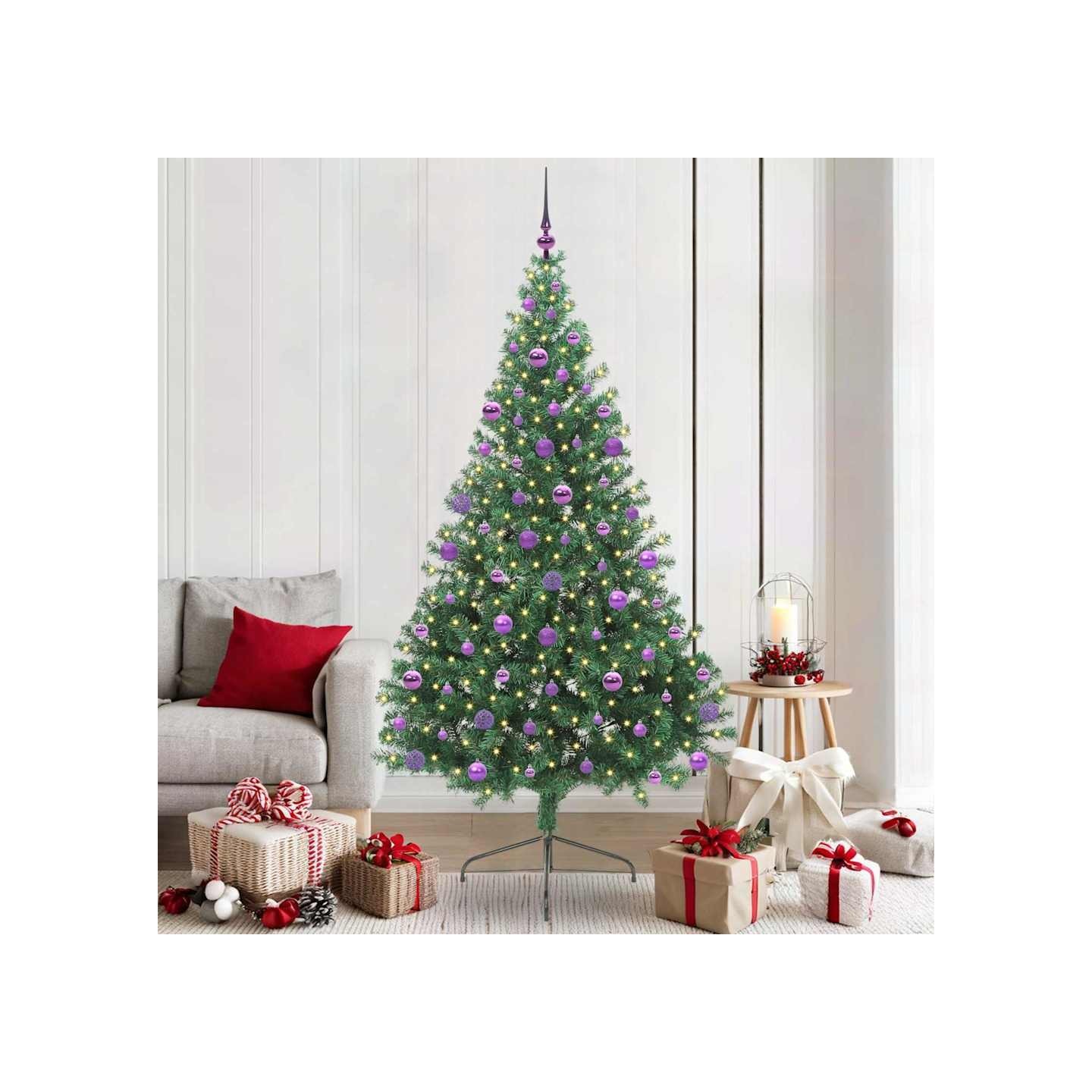 Sapin de Noël artificiel pré-éclairé Vert 210 cm PVC
