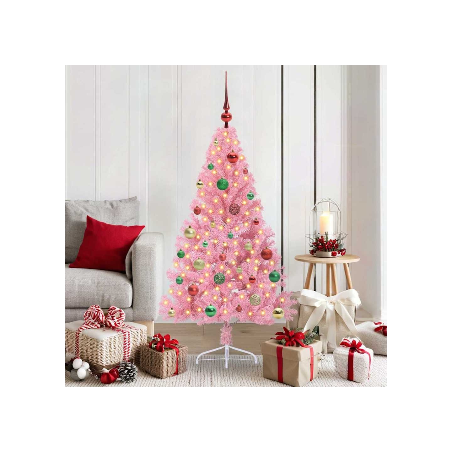 Sapin de Noël artificiel pré-éclairé Rose 150 cm PVC