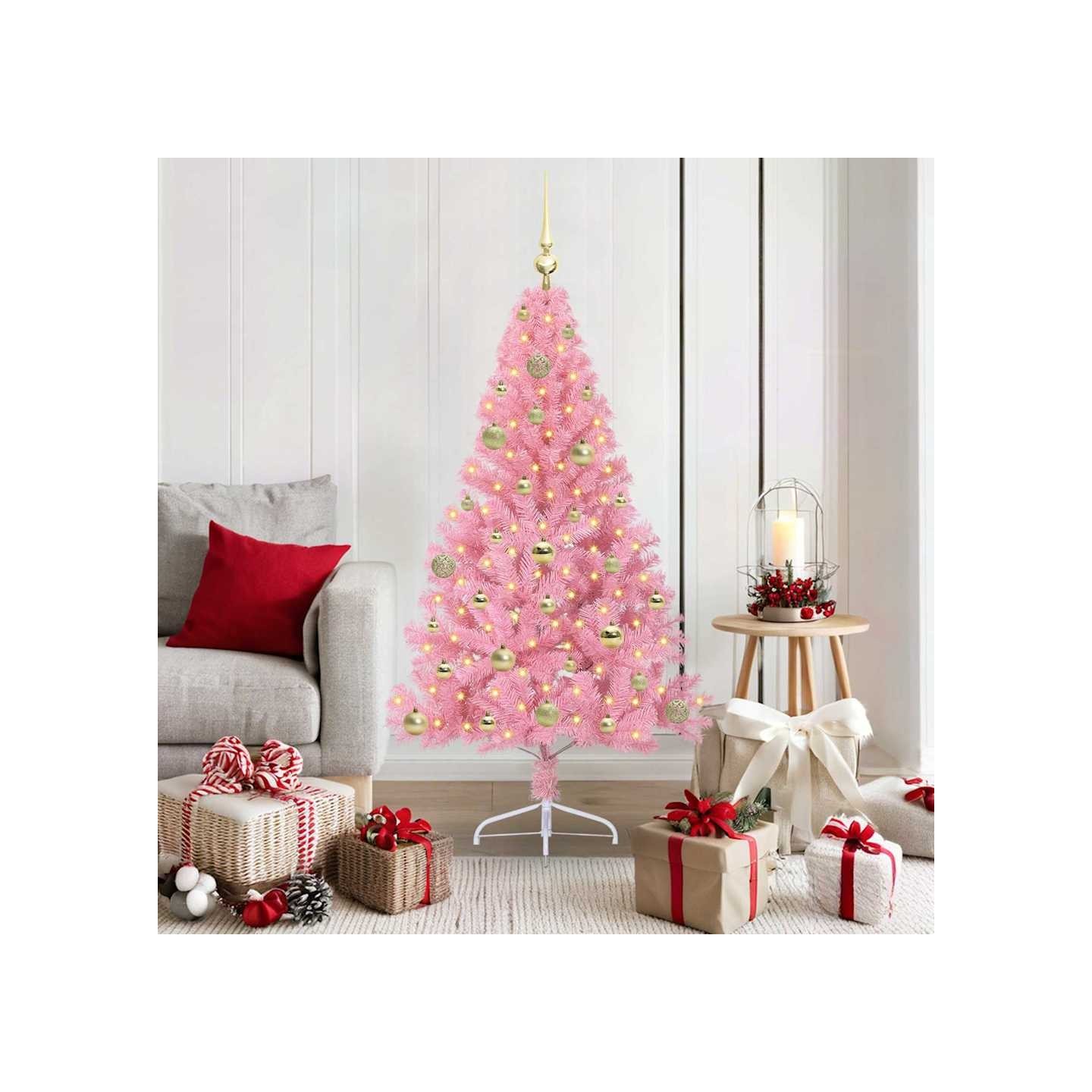 Sapin de Noël artificiel pré-éclairé Rose 150 cm PVC