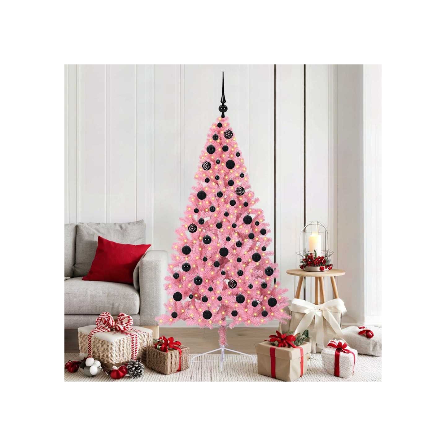 Sapin de Noël artificiel pré-éclairé Rose 180 cm PVC