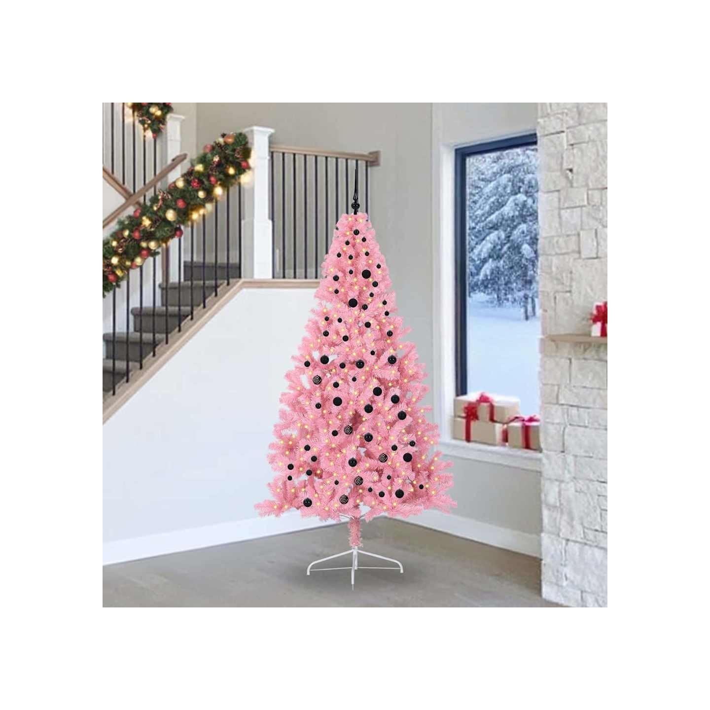 Sapin de Noël artificiel pré-éclairé Rose 240 cm PVC