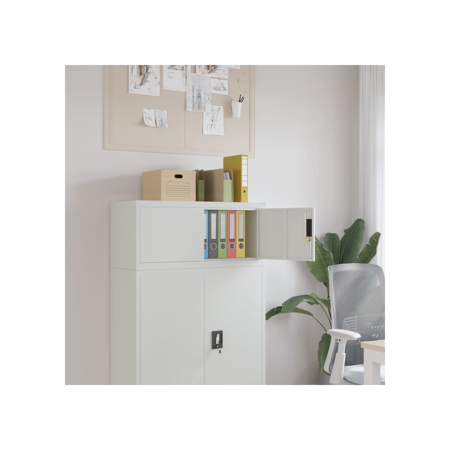 Classeur gris clair 90x40x40 cm acier