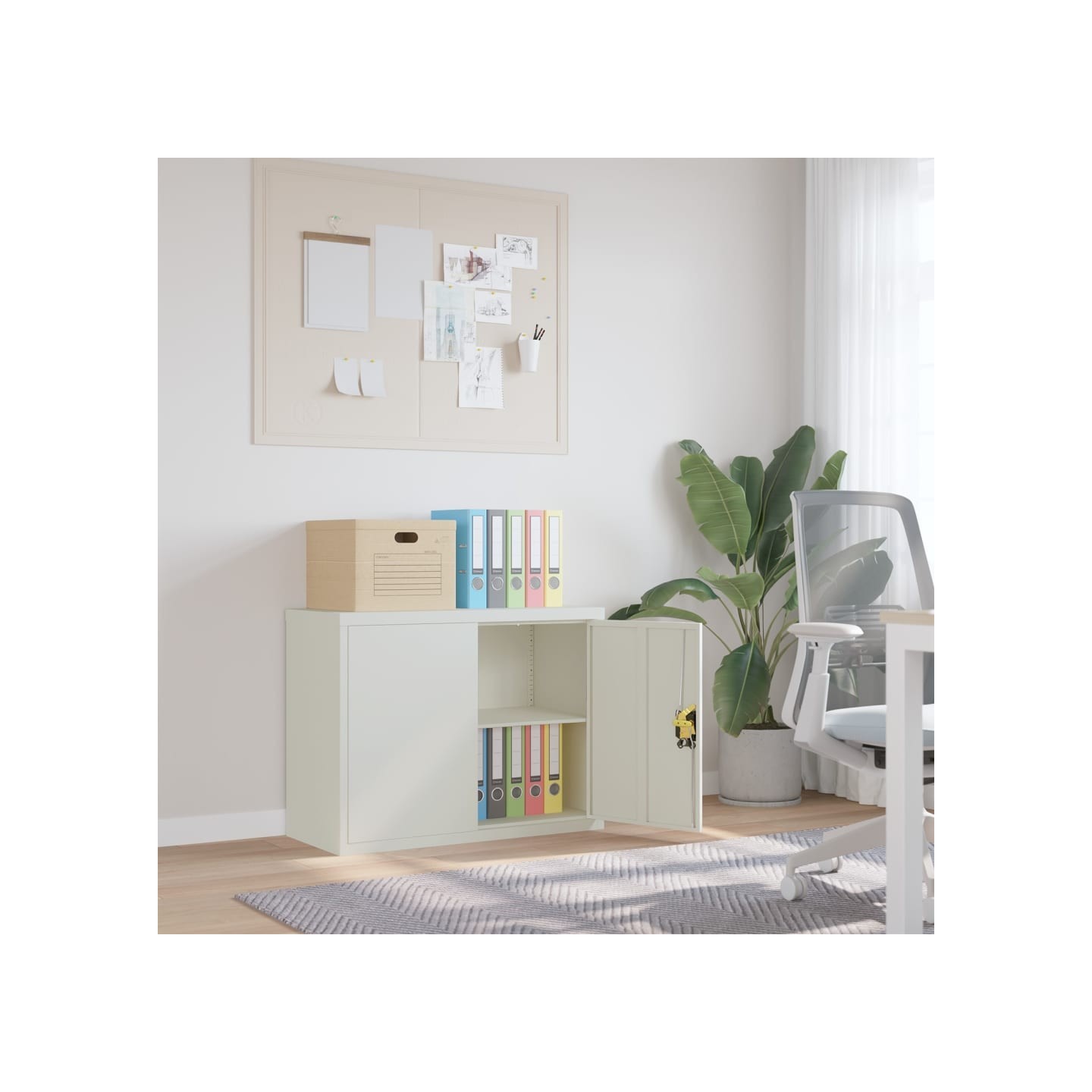 Classeur gris clair 90x40x70 cm acier