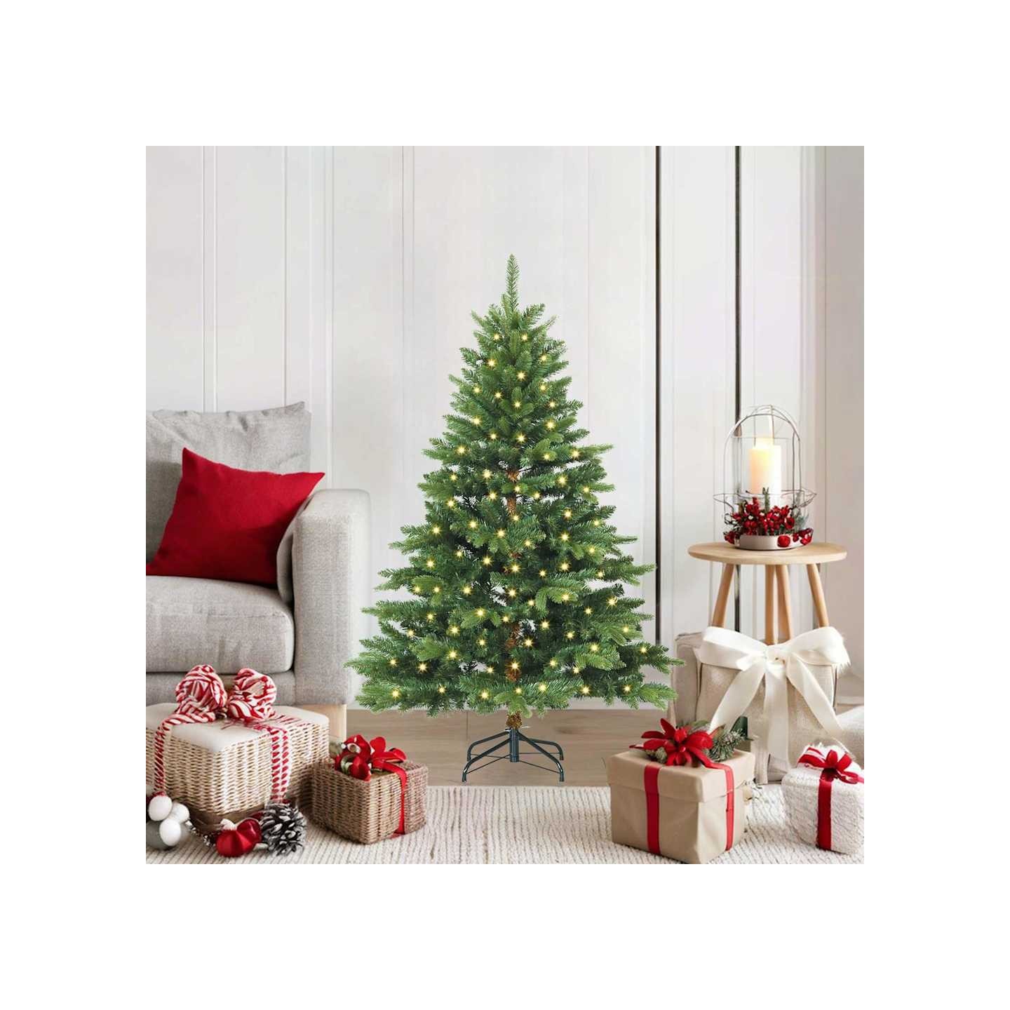 Sapin de Noël artificiel avec 150 LED Vert 120 cm PE et PVC