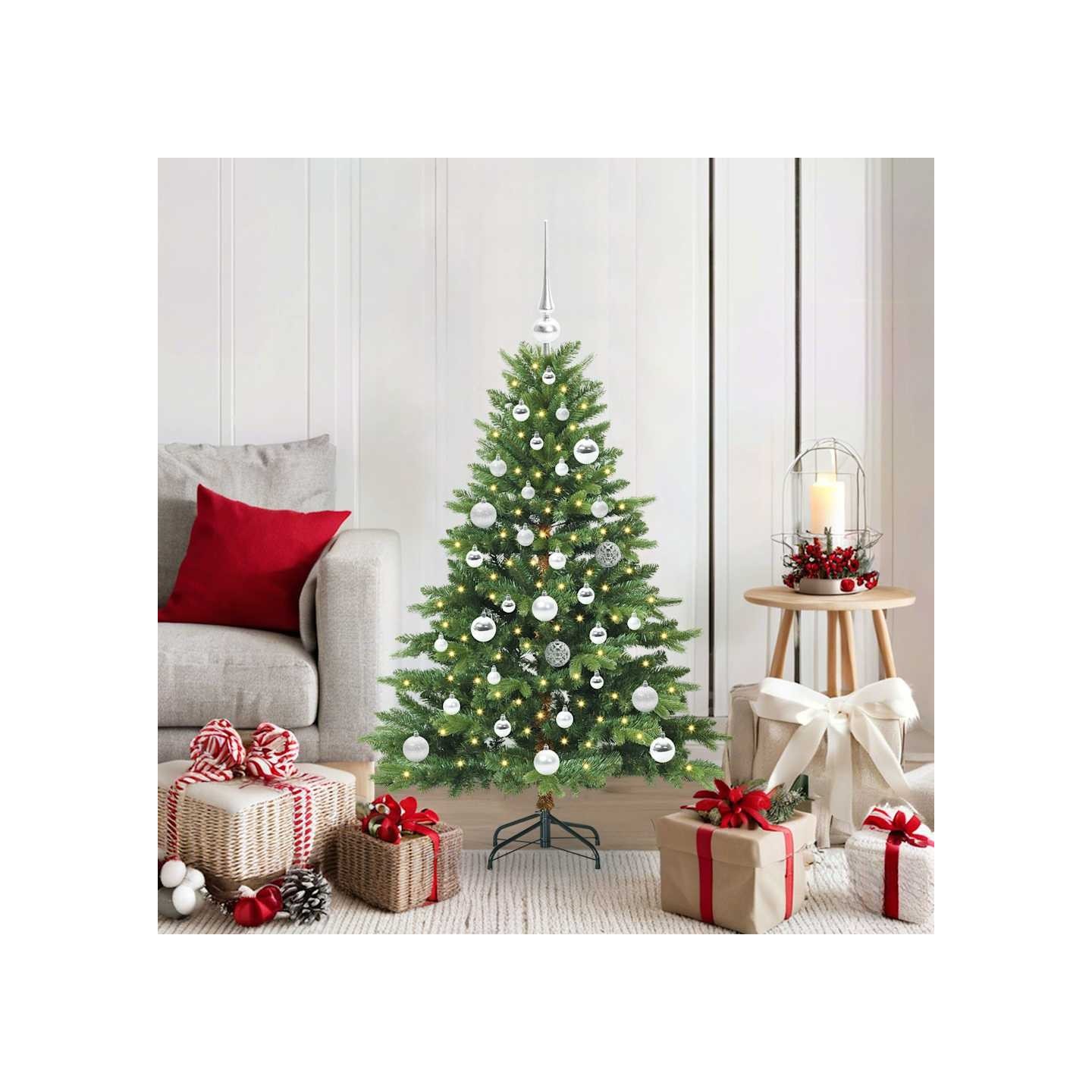 Sapin de Noël artificiel avec 150 LED Vert 120 cm PE et PVC
