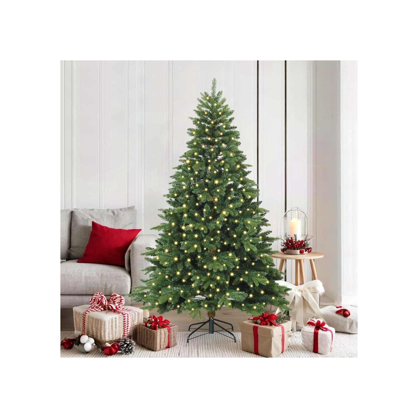 Sapin de Noël artificiel avec 300 LED Vert 180 cm PE et PVC