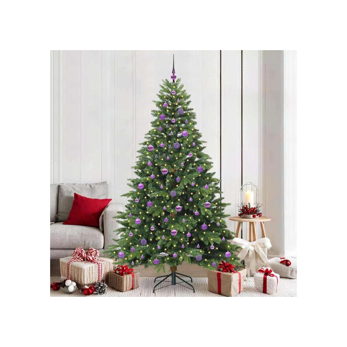 Sapin de Noël artificiel avec 300 LED Vert 210 cm PE et PVC
