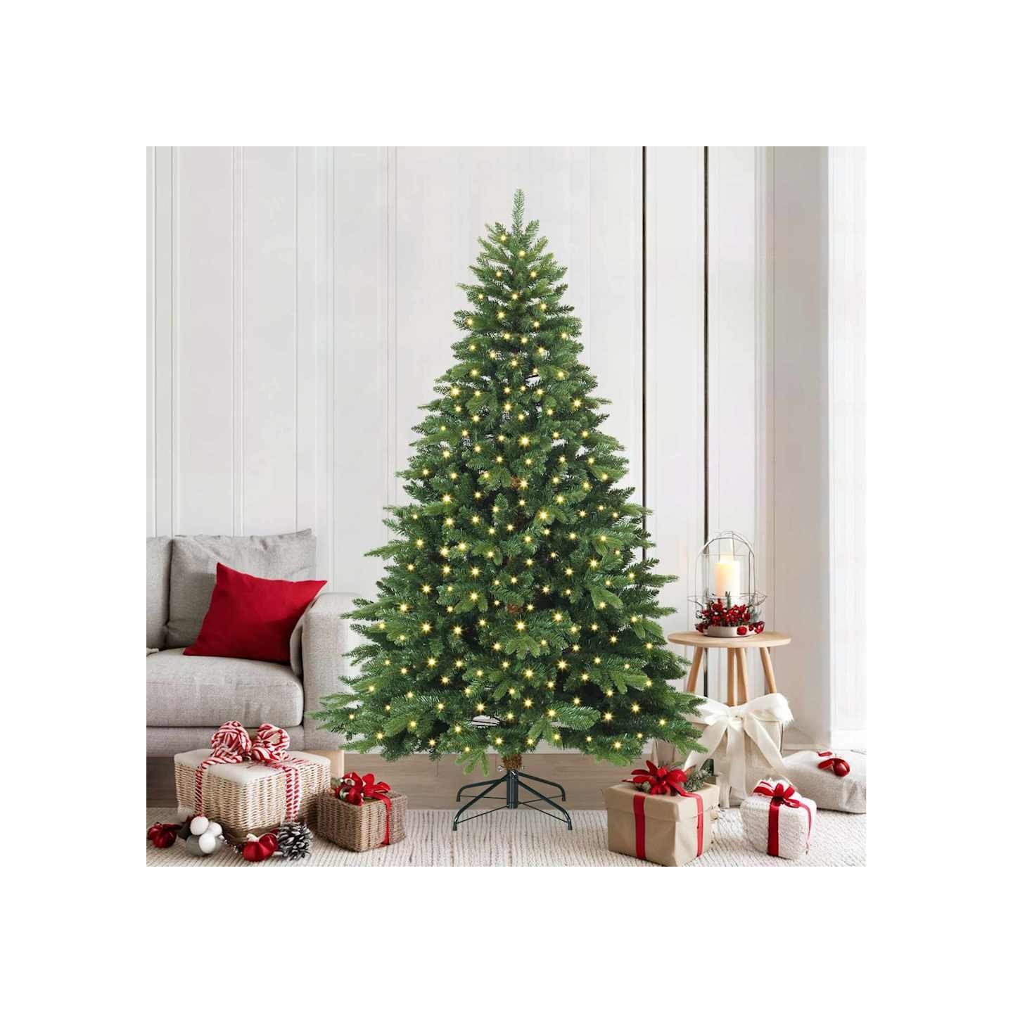 Sapin de Noël artificiel avec 300 LED Vert 210 cm PE et PVC