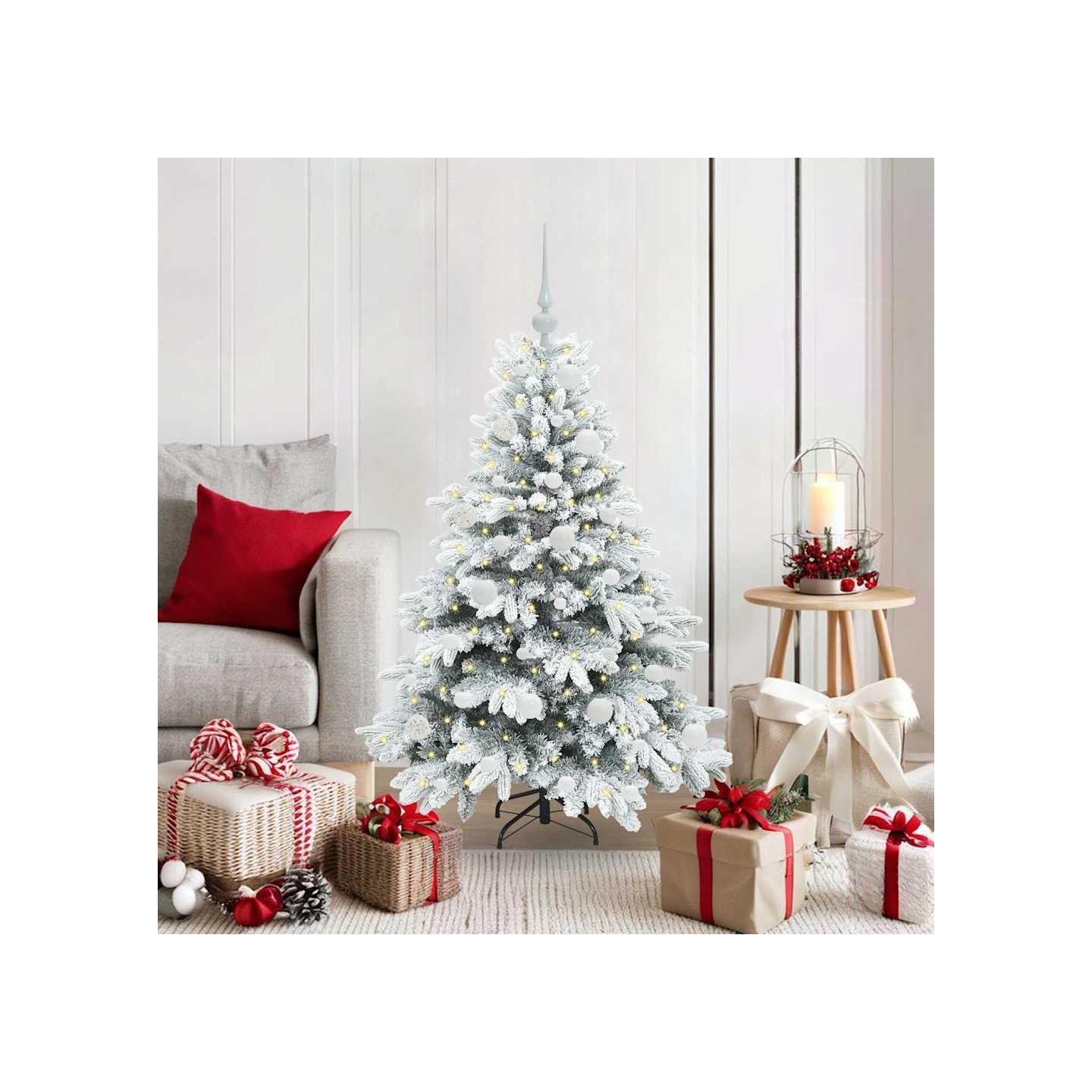 Sapin de Noël artificiel avec 150 LED Blanc 120 cm PE et PVC