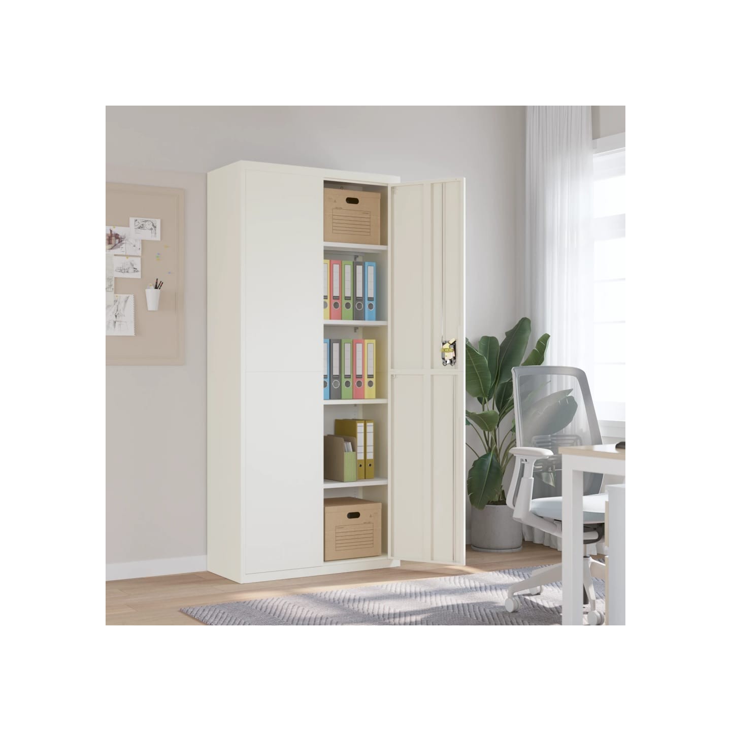 Classeur blanc 90x40x200 cm acier