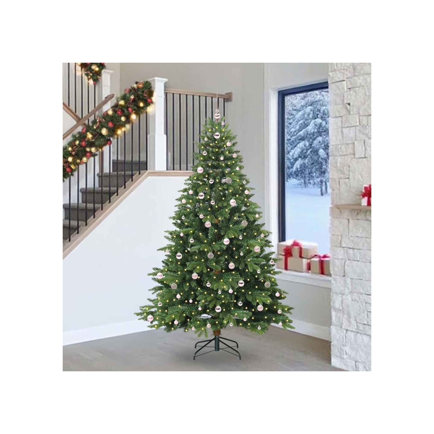 Sapin de Noël artificiel avec 300 LED Vert 240 cm PE et PVC