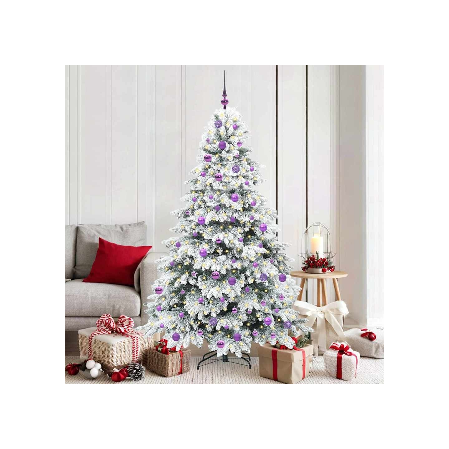 Sapin de Noël artificiel avec 300 LED Blanc 180 cm PE et PVC