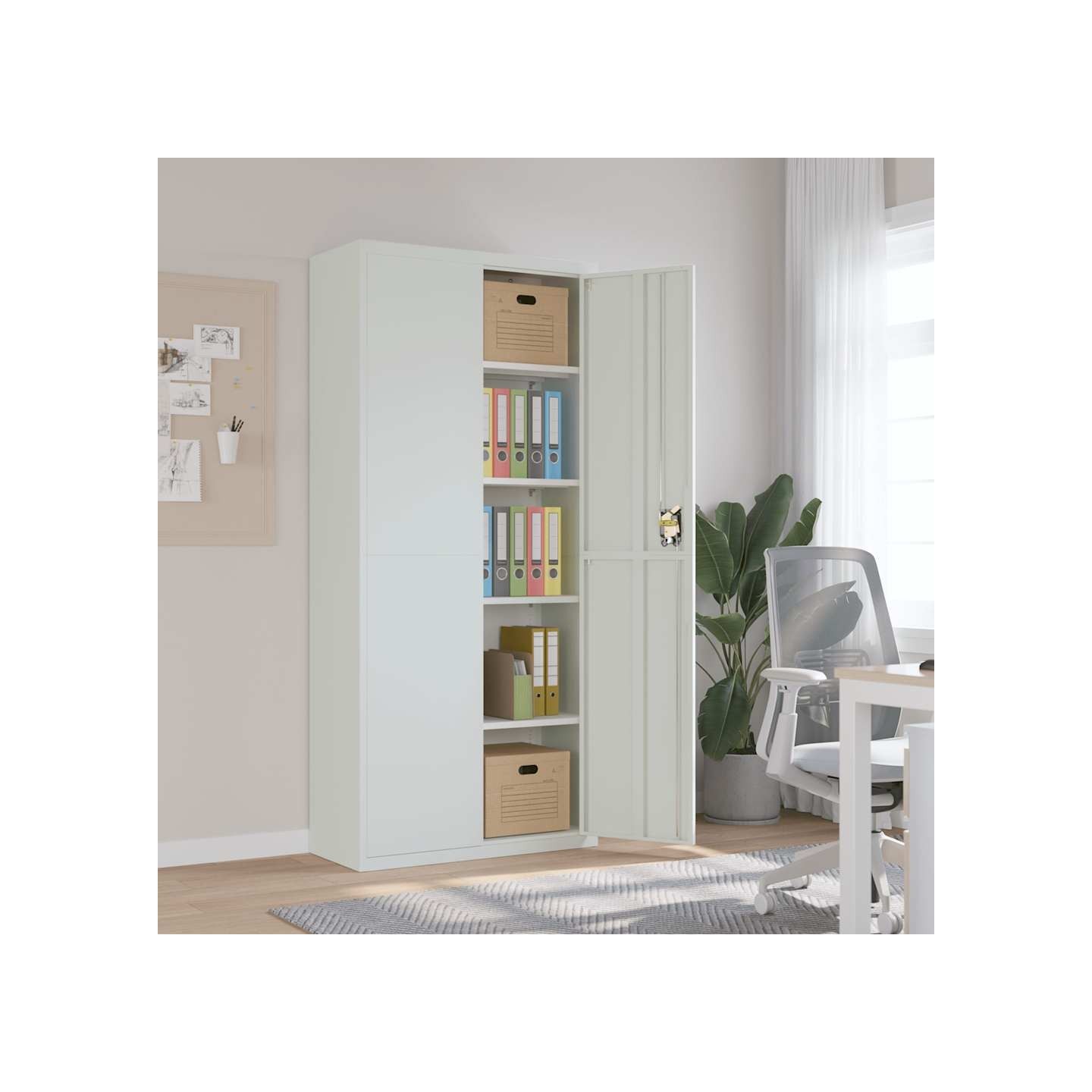Classeur gris clair 90x40x200 cm acier