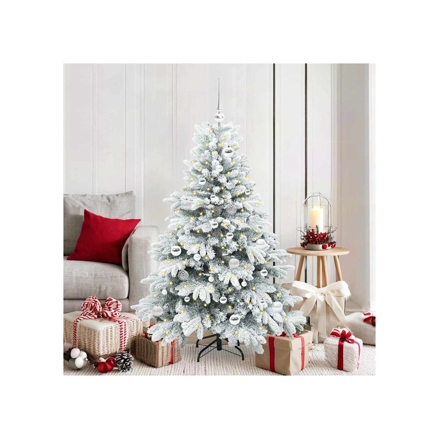 Sapin de Noël artificiel avec 150 LED Blanc 150 cm PE et PVC
