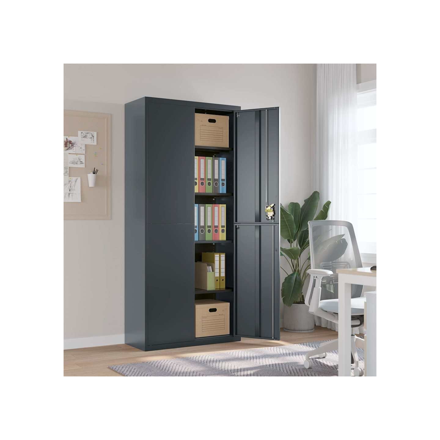 Classeur anthracite 90x40x200 cm Acier