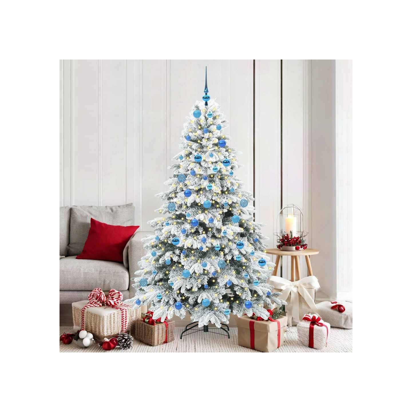 Sapin de Noël artificiel avec 300 LED Blanc 180 cm PE et PVC