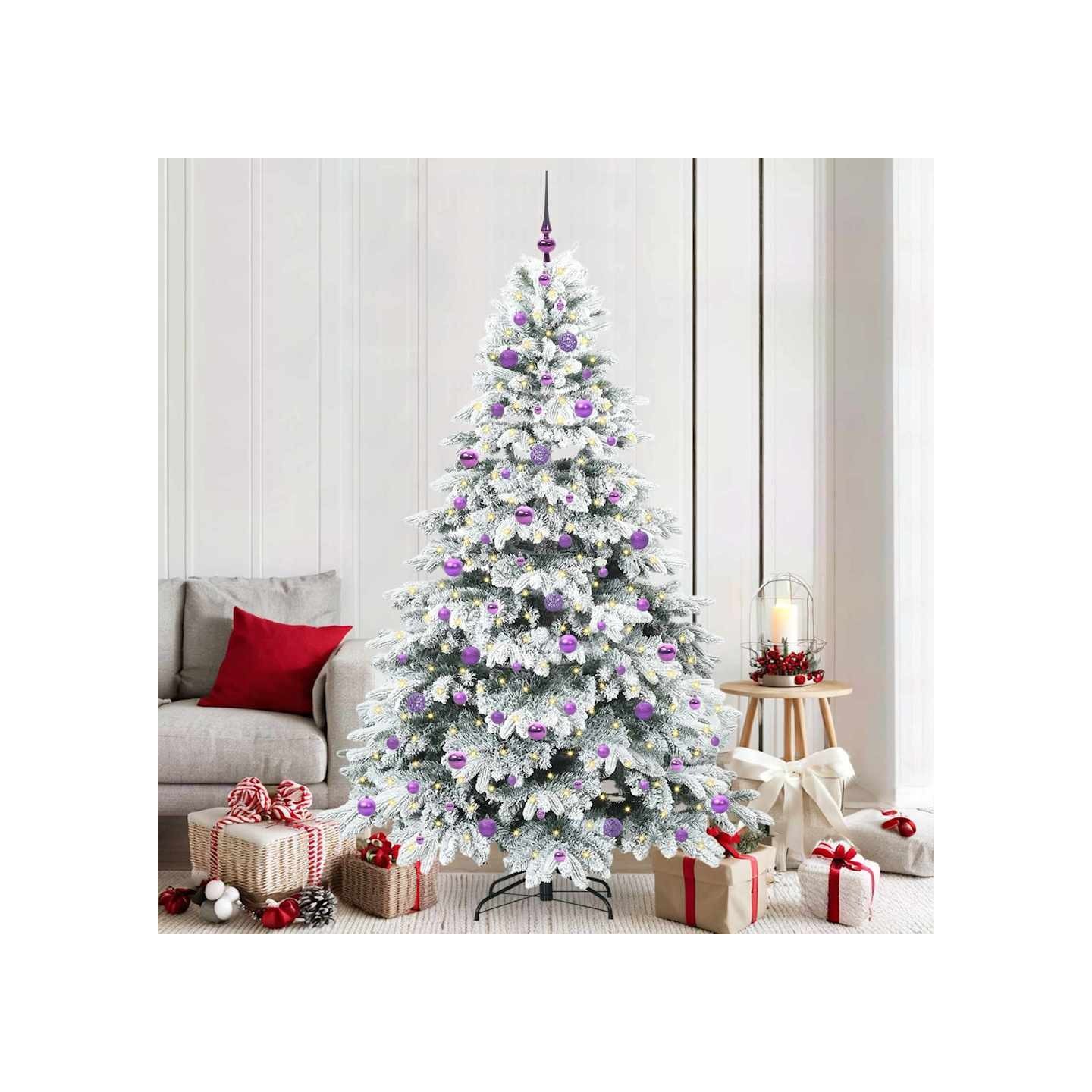 Sapin de Noël artificiel avec 300 LED Blanc 210 cm PE et PVC