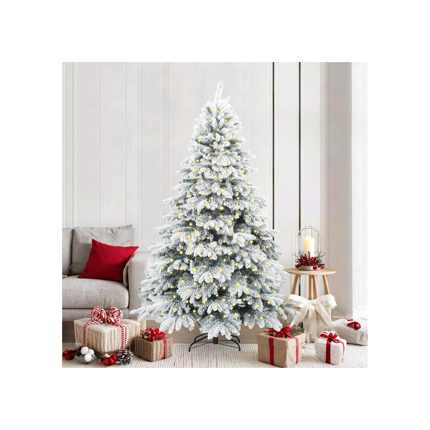 Sapin de Noël artificiel avec 300 LED Blanc 210 cm PE et PVC