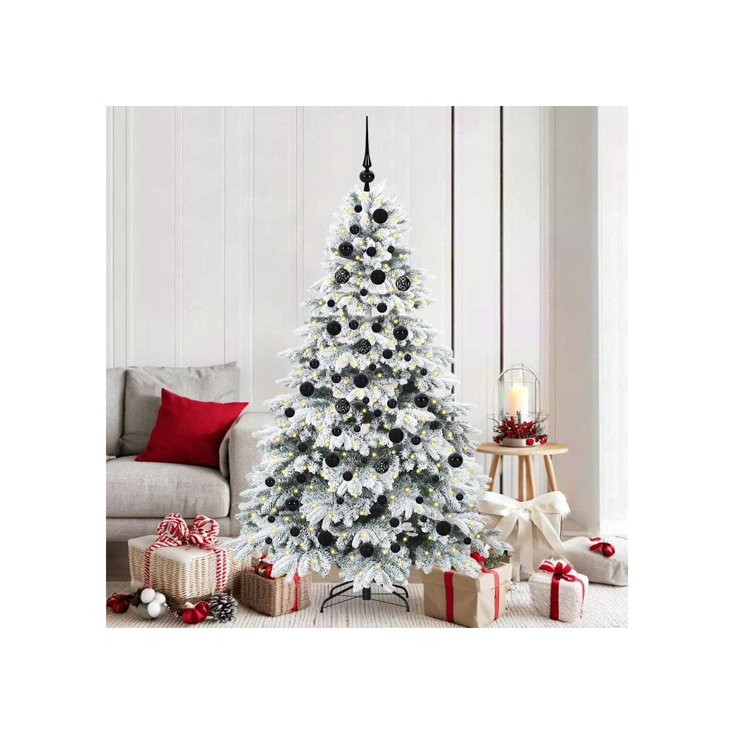 Sapin de Noël artificiel avec 300 LED Blanc 180 cm PE et PVC