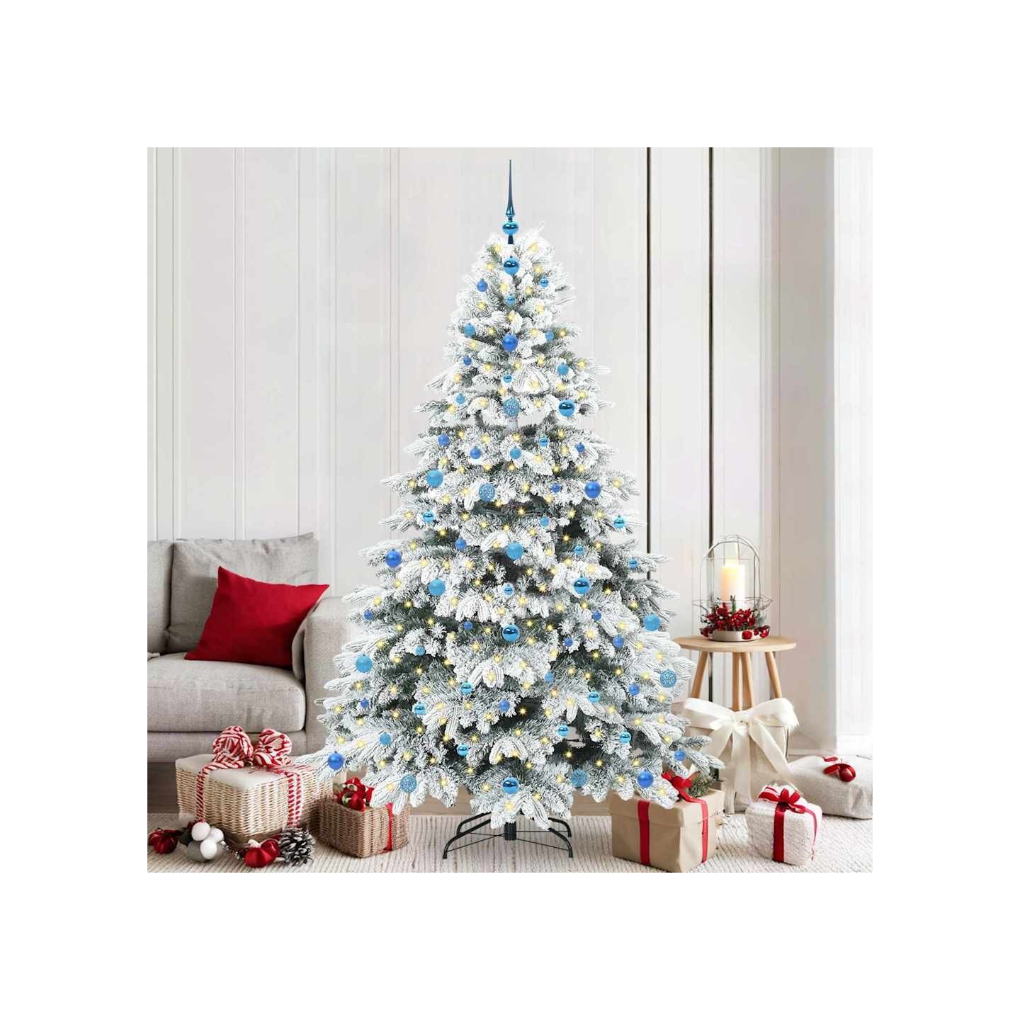 Sapin de Noël artificiel avec 300 LED Blanc 210 cm PE et PVC