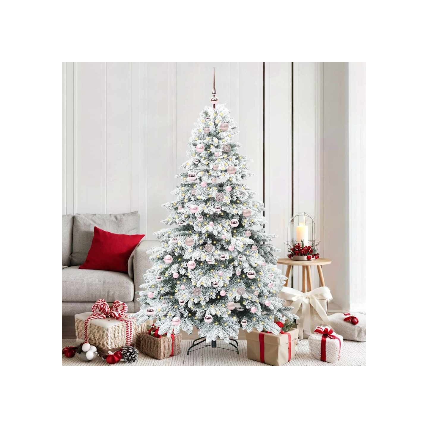 Sapin de Noël artificiel avec 300 LED Blanc 180 cm PE et PVC
