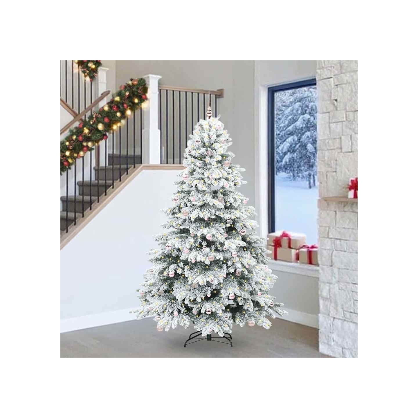 Sapin de Noël artificiel avec 300 LED Blanc 240 cm PE et PVC