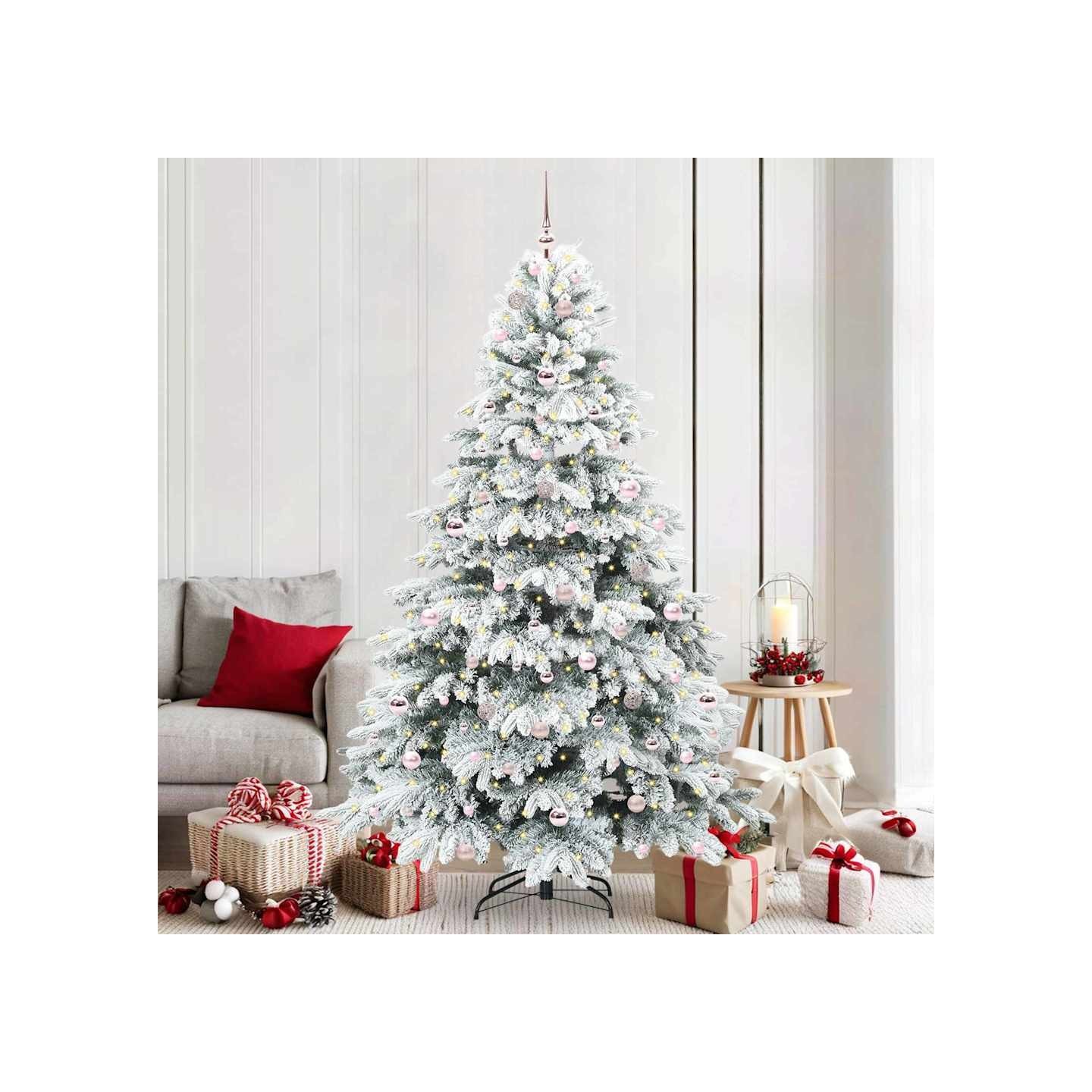 Sapin de Noël artificiel avec 300 LED Blanc 210 cm PE et PVC