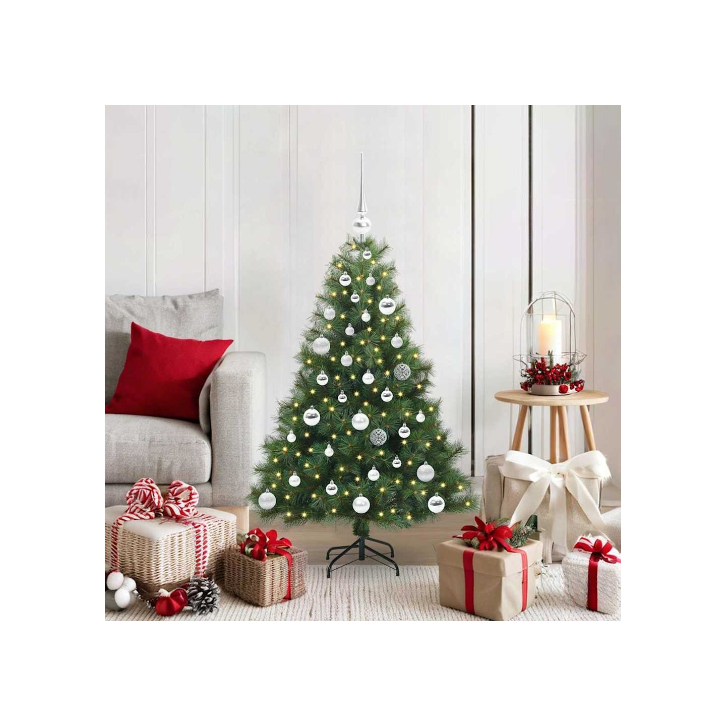 Sapin de Noël artificiel avec 150 LED Vert 120 cm PE et PVC