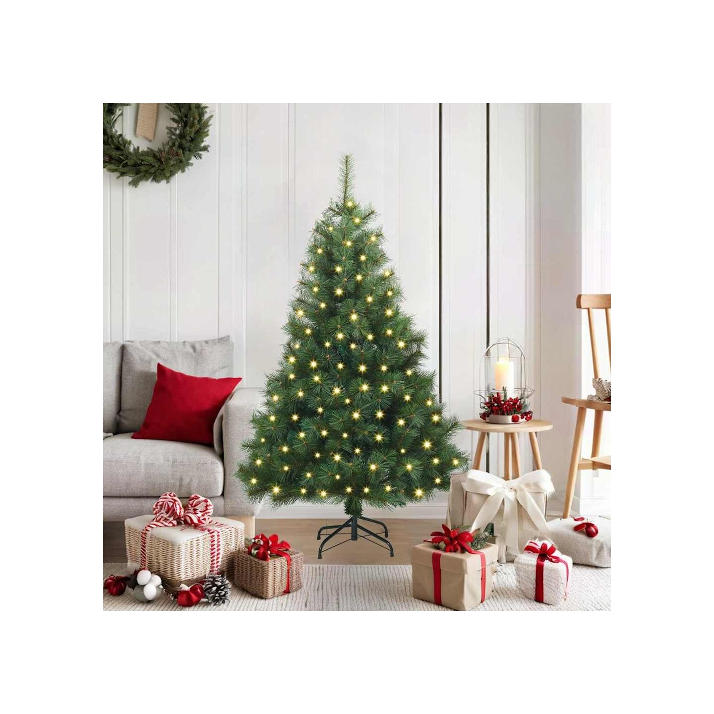 Sapin de Noël artificiel avec 150 LED Vert 120 cm PE et PVC