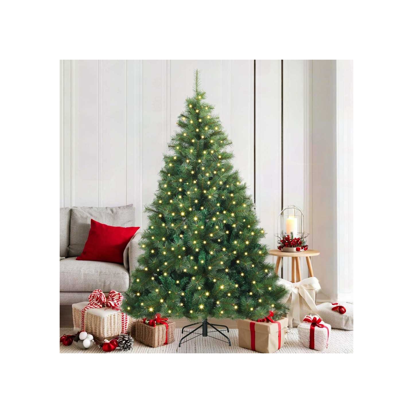 Sapin de Noël artificiel avec 300 LED Vert 180 cm PE et PVC
