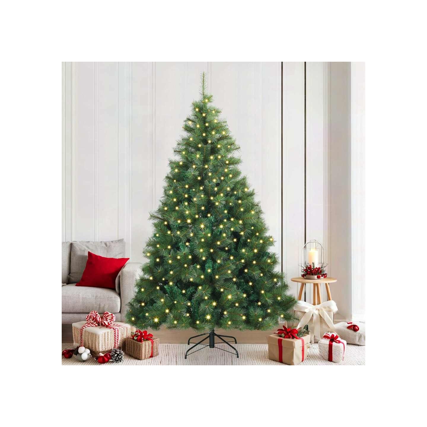 Sapin de Noël artificiel avec 300 LED Vert 210 cm PE et PVC