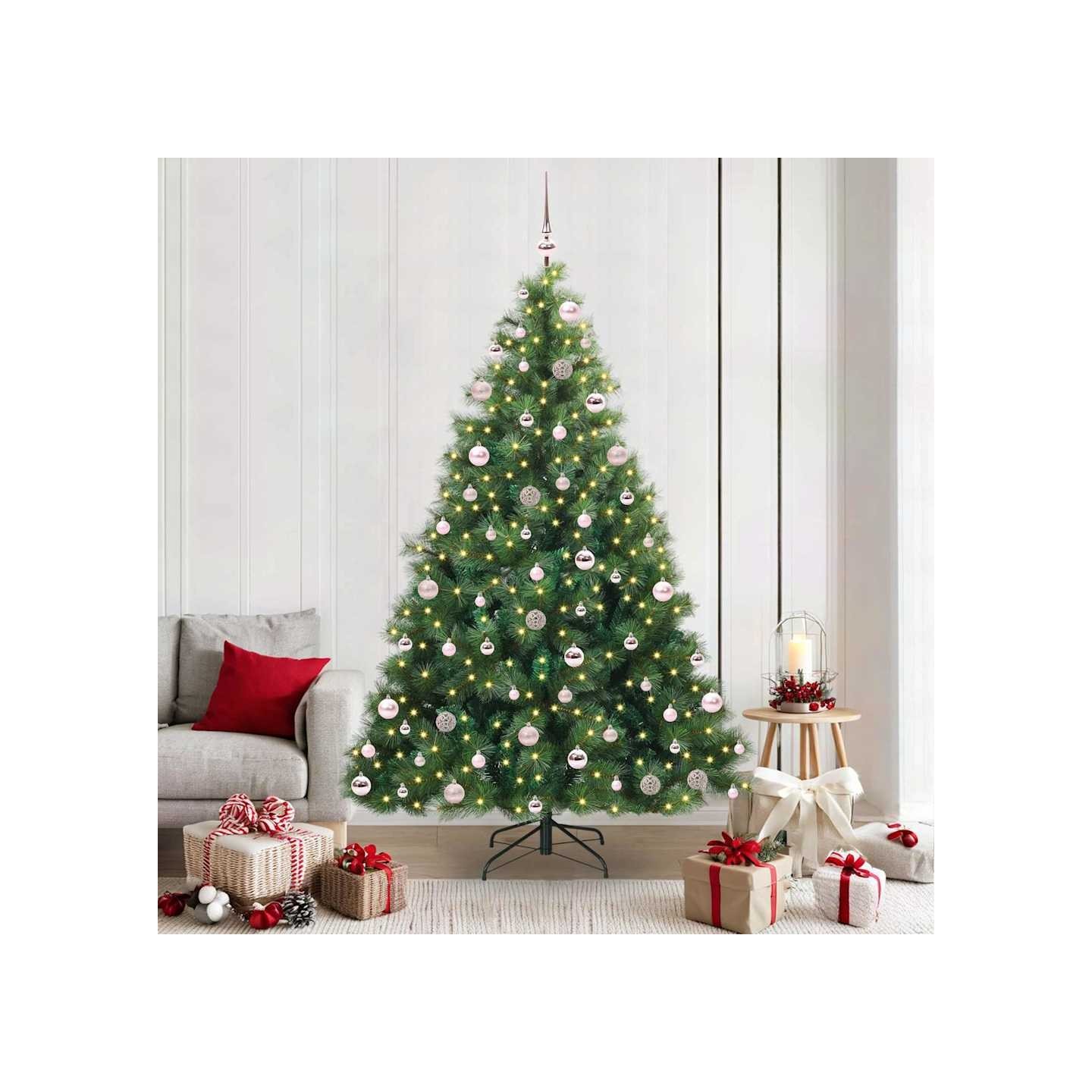 Sapin de Noël artificiel avec 300 LED Vert 210 cm PE et PVC