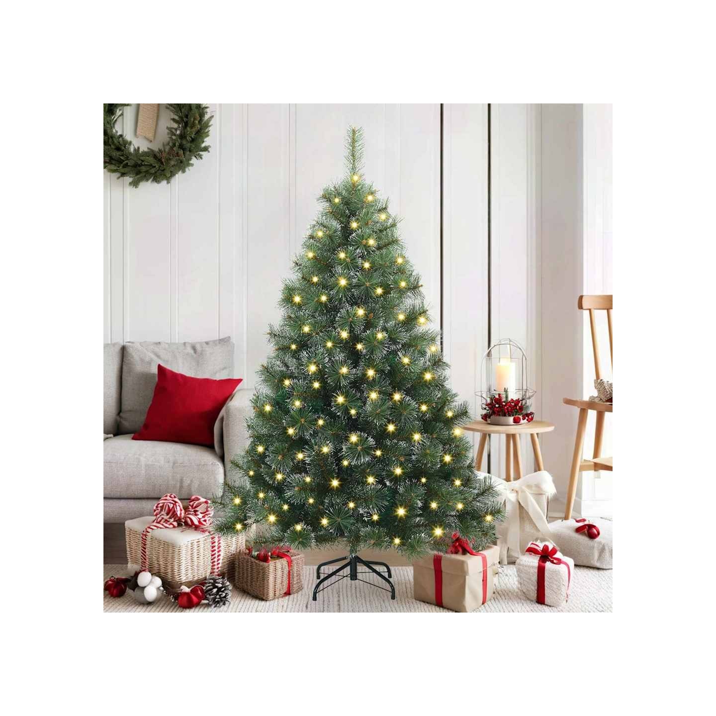 Sapin de Noël artificiel avec 150 LED Vert 150 cm PE et PVC