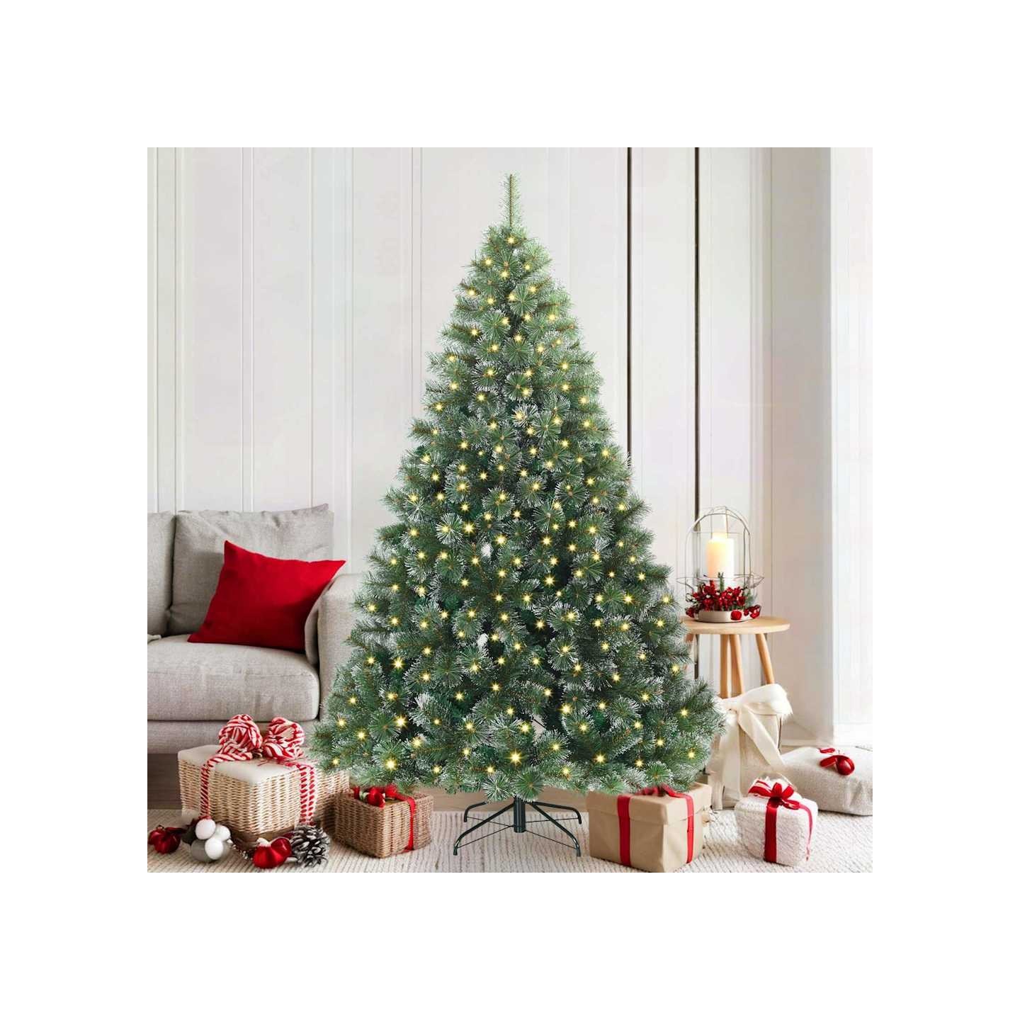 Sapin de Noël artificiel avec 300 LED Vert 180 cm PE et PVC