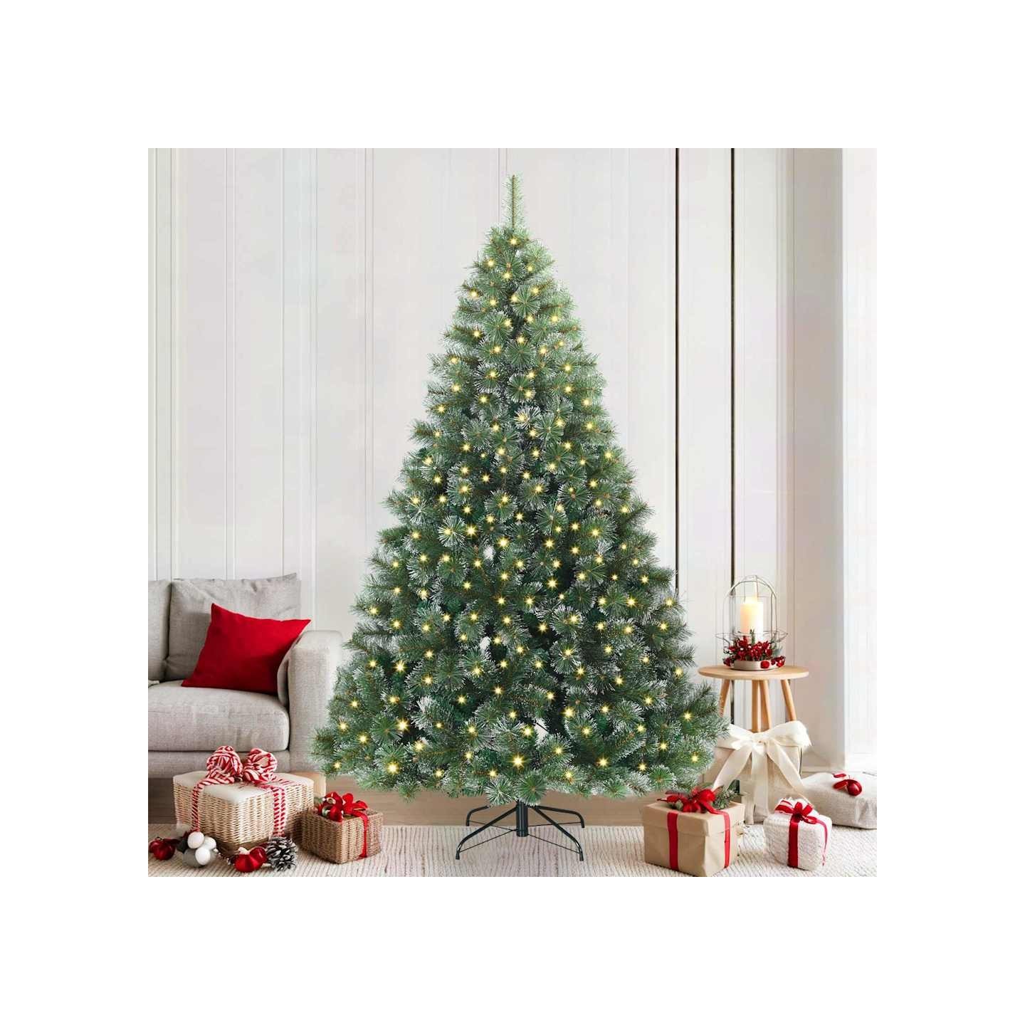 Sapin de Noël artificiel avec 300 LED Vert 210 cm PE et PVC