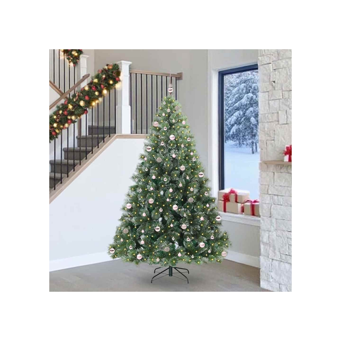 Sapin de Noël artificiel avec 300 LED Vert 240 cm PE et PVC