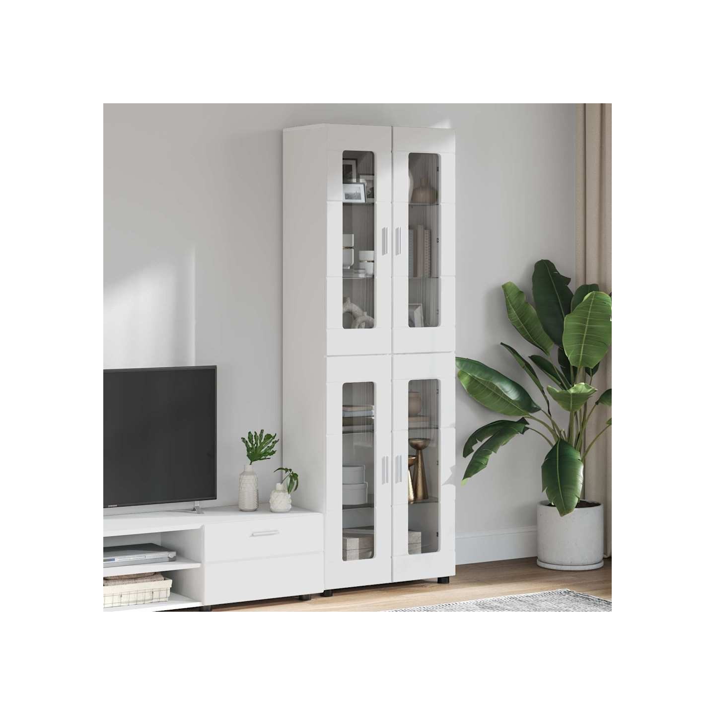 Haut Armoire FLORIN 60 x 35 x 182 cm Blanc brillant