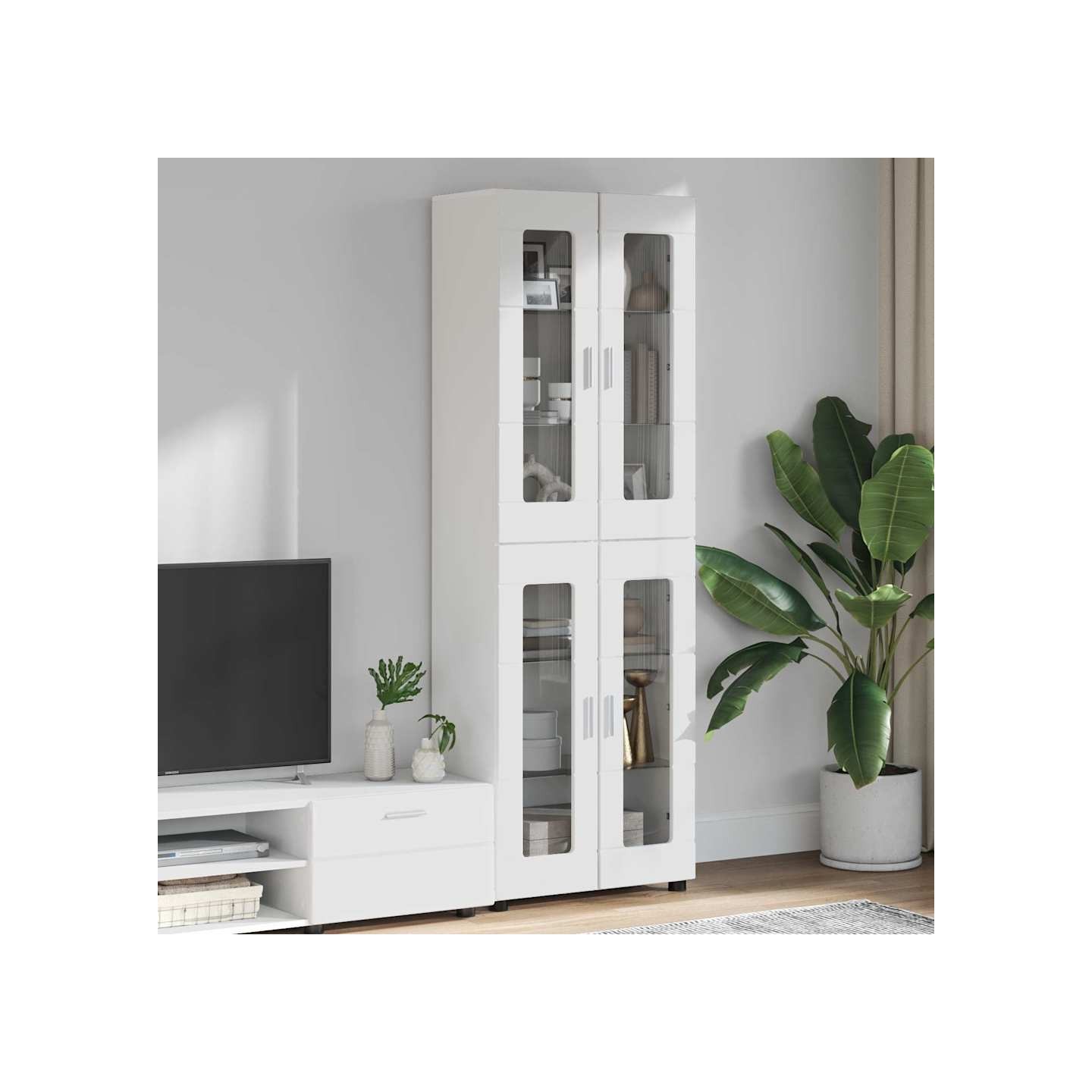 Haut Armoire FLORIN 60 x 35 x 182 cm Blanc Bois d'ingénierie