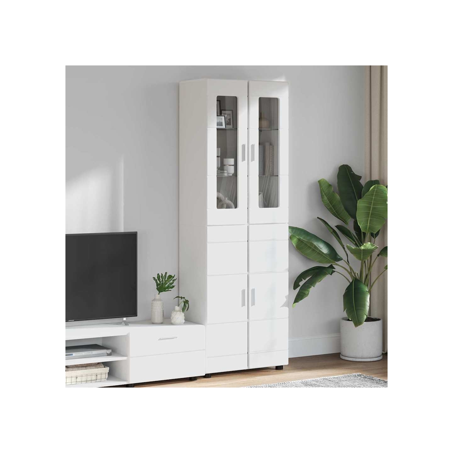 Haut Armoire FLORIN 60 x 35 x 182 cm Blanc Bois d'ingénierie